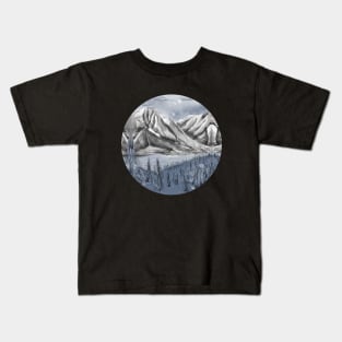 Round snow valley mountain Kids T-Shirt